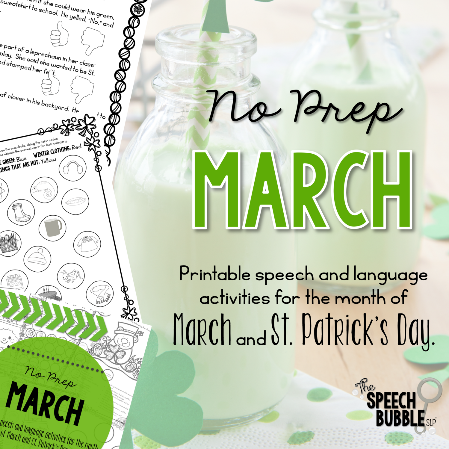 No Prep March and St. Patrick’s Day Speech Activities